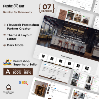 Rusticbar - Wine Bar Drink Liquor Multipurpose Store PrestaShop Theme