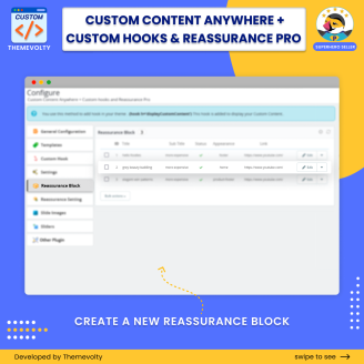PrestaShop Custom Content, Hooks & Reassurance Pro Module