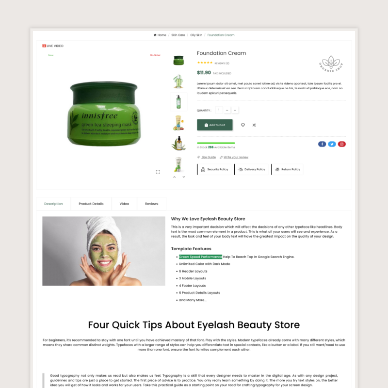 Natural Health - Cosmetics Bio - Skincare Big Mart Store Template