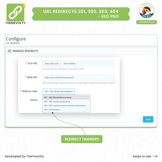 PrestaShop URL Redirects Management Module - ThemeVolty